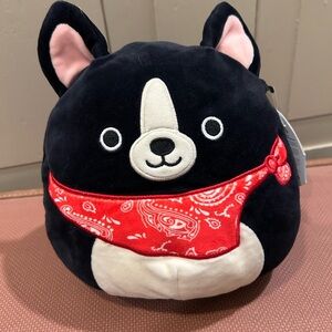 Squish mallow Black Puppy Kids Accessory with Red Bandana